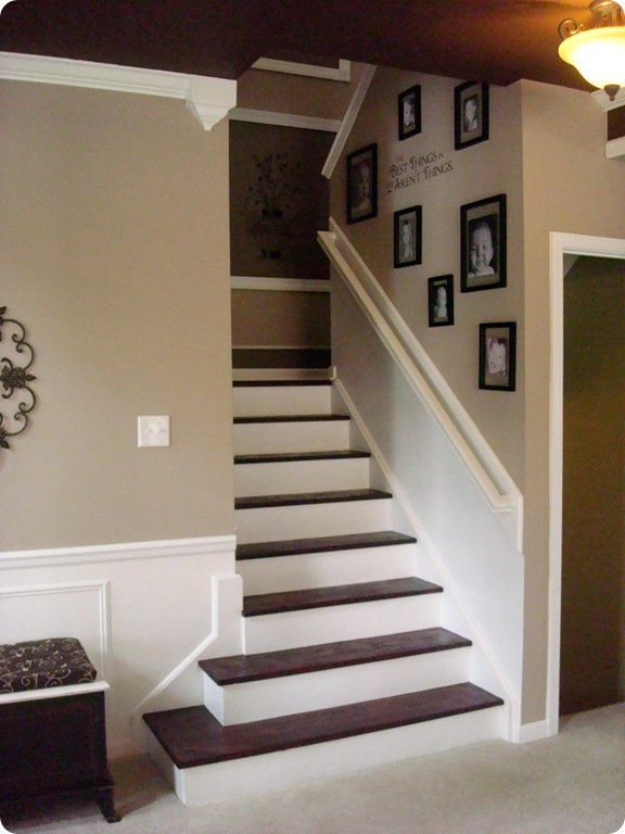 white and wood stairs